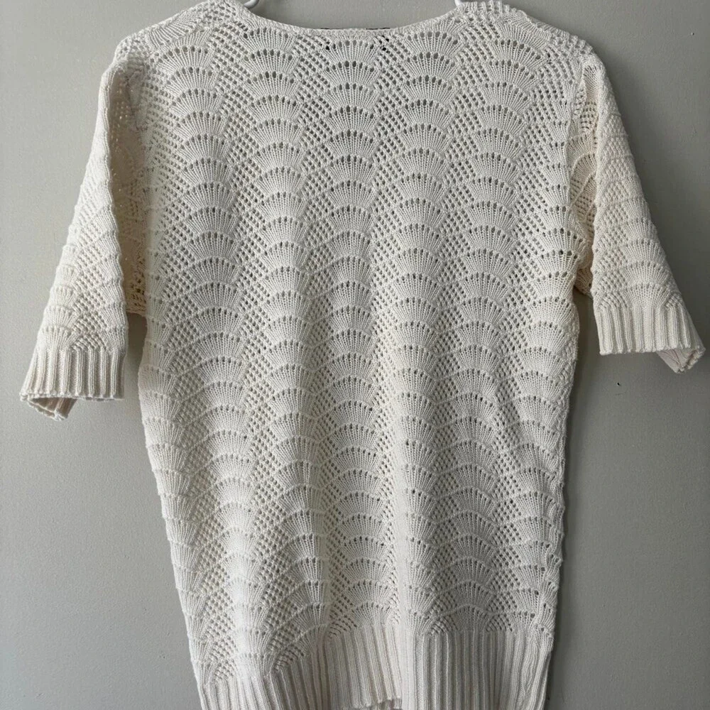 Vintage Cottagecore White Knitted Ethereal Cotton Euro Top - Size Large - Picture 7 of 7